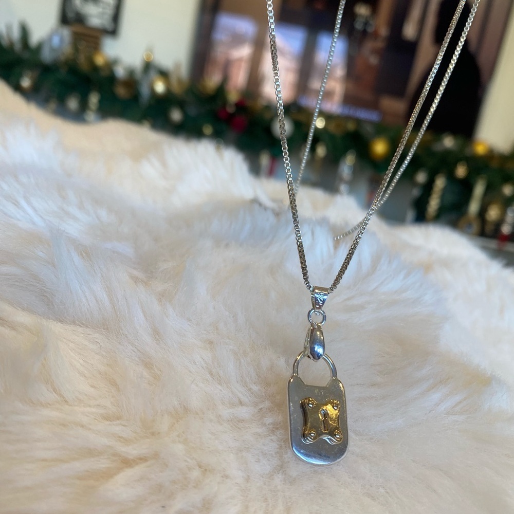 Lock heart sterling Silver Pendant Necklace 22 inch - Picture 5 of 8